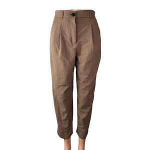 Little Moon Women's Check Plaid Pleated High Rise Tapered Trousers Dress Pants 2